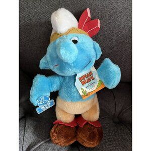 VINTAGE SMURF PLUSH TOY INDIAN BRAVE WALLACE BERRIE PEYO 1983 with tags